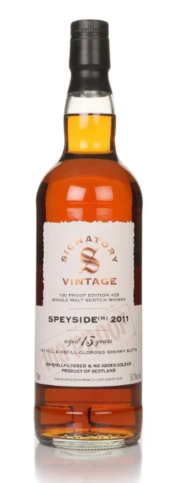 Speyside (M) 13 Year Old 2011 100 Proof Edition #25 Signatory Single Malt Scotch Whisky | 700ML - Whiskey