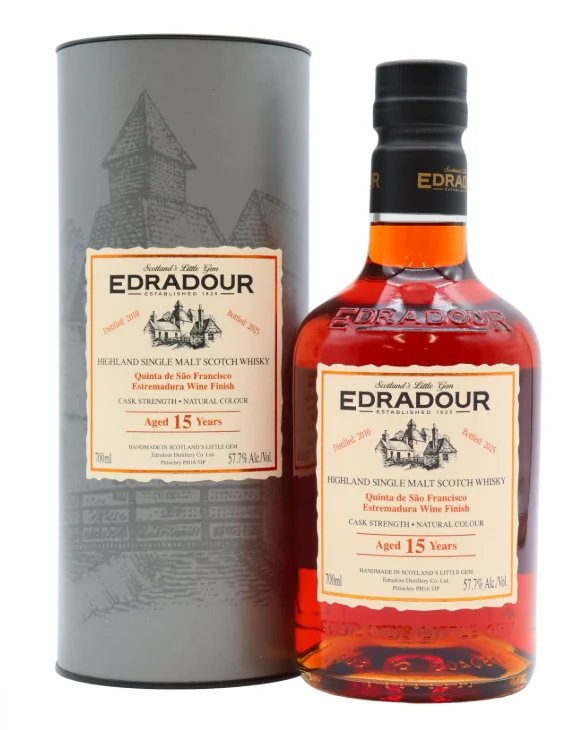 Edradour Cask Strength Quinta De São Francisco Cask Matured 15 Year Old · 2010 Vintage Single Malt Scotch Whisky | 700ML - Whiskey