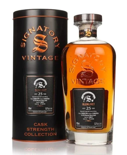 Glenlivet 25 Year Old 1998 Cask #128819 Cask Strength Collection Signatory Single Malt Scotch Whisky | 700ML - Whiskey