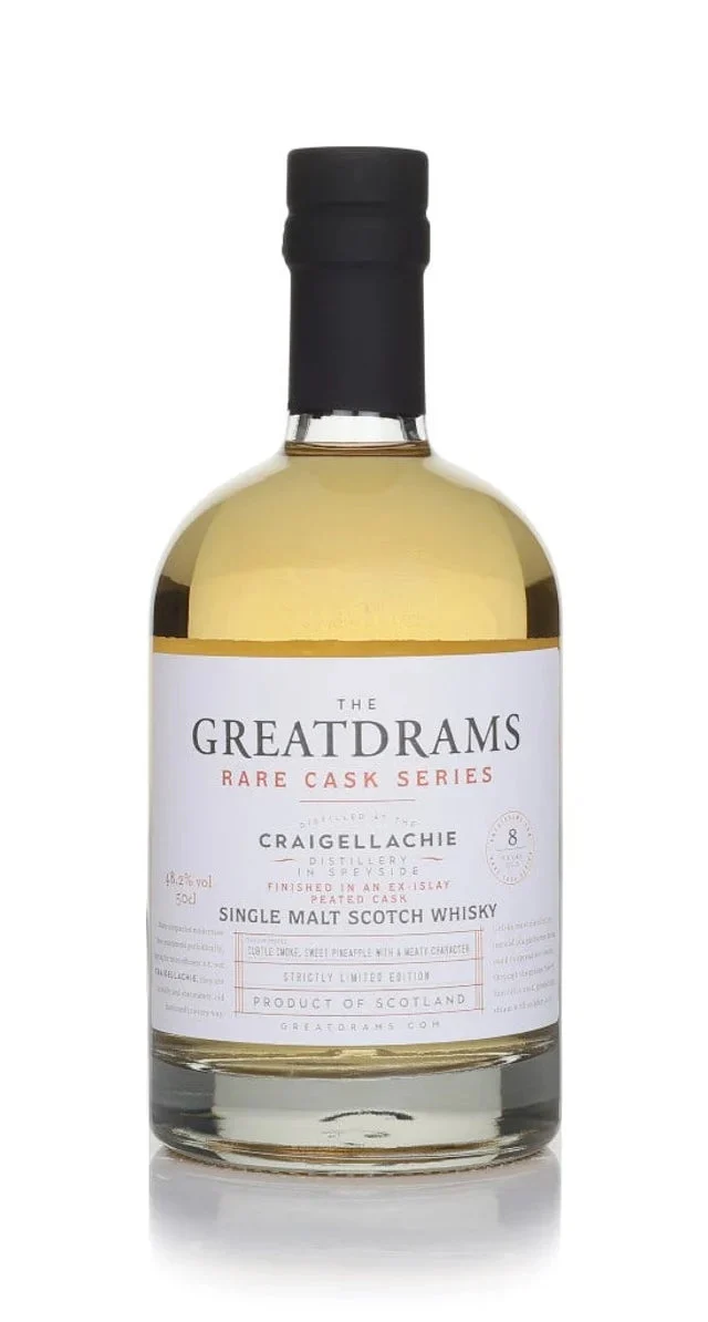 Craigellachie 8 Year Old Peated Cask Finish - Rare Cask Series (GreatDrams) Single Malt Scotch Whisky | 500ML