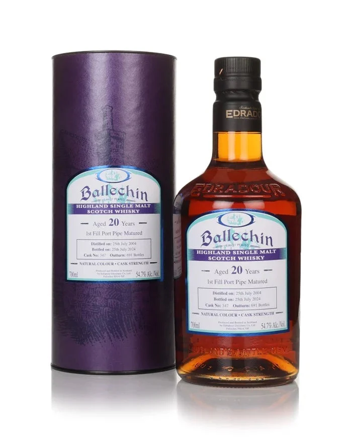 Ballechin 20 Year Old 2004 Cask #347 Port Pipe Cask Single Malt Scotch Whisky | 700ML - Whiskey