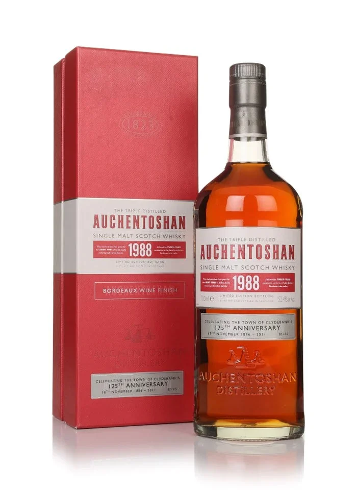 Auchentoshan 1988 Bordeaux Wine Cask Finish Clydebank 125th Anniversary Single Malt Scotch Whisky | 700ML - Whiskey