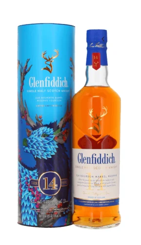 Glenfiddich 14 Year Old Bourbon Barrel Reserve Limited Edition Festive Design Single Malt Scotch Whisky | 700ML - Whiskey