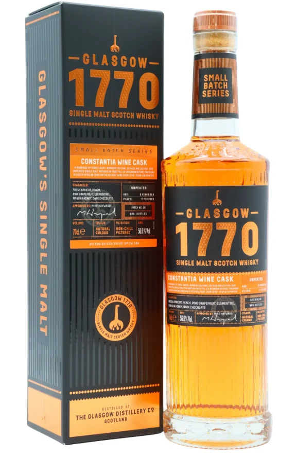 Glasgow 1770 Small Batch Series - Constantia Wine Cask Unpeated 5 Year Old Single Malt Scotch Whisky | 700ML
