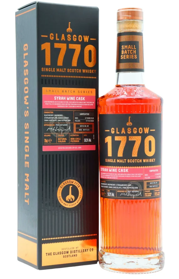 Glasgow 1770 Small Batch Series - Syrah Wine Cask Unpeated 5 Year Old Single Malt Scotch Whisky | 700ML