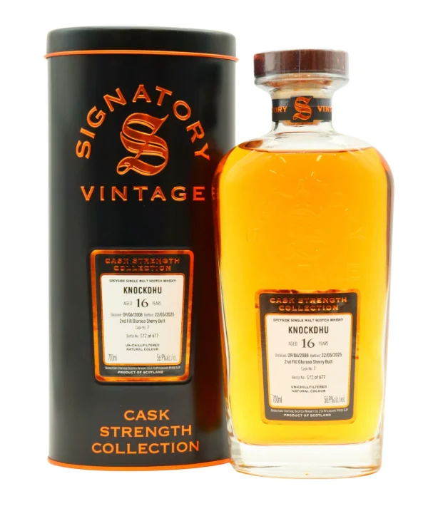 Knockdhu Signatory Vintage 16 Year Old Single Cask #7 · 2008 Vintage Single Malt Scotch Whisky | 700ML - Whiskey