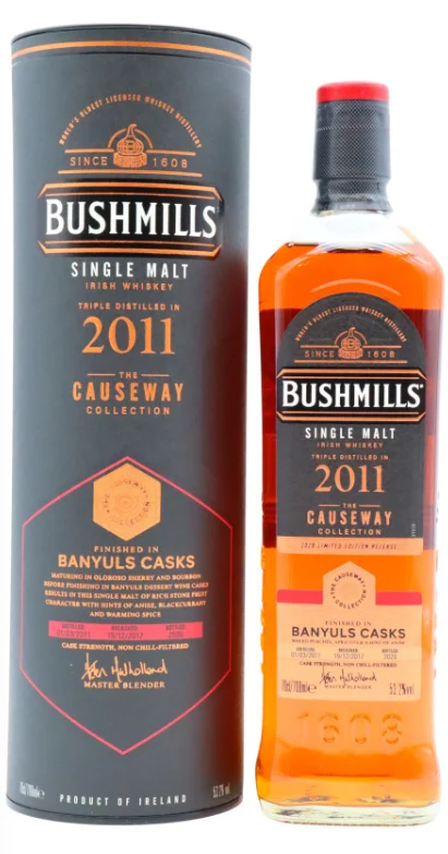 Bushmills Causeway Collection - Banyuls Wine Cask Finish 8 Year Old 2011 Vintage Single Malt Irish Whiskey | 700ML