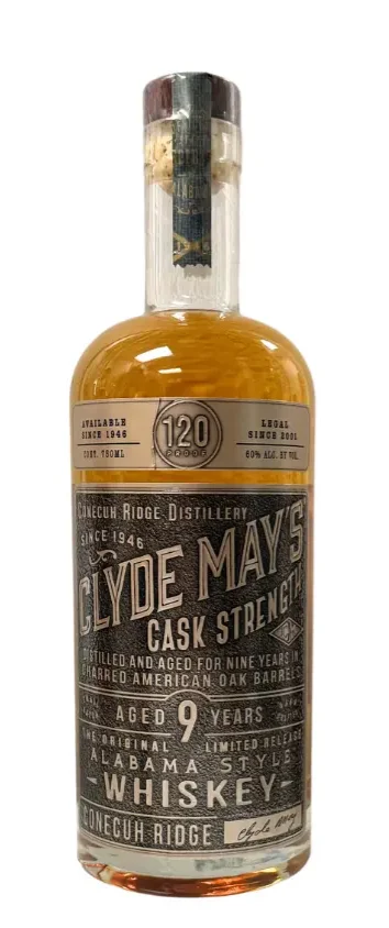 Clyde May's 9 Year Old Cask Strength 120 Proof Alabama Whiskey