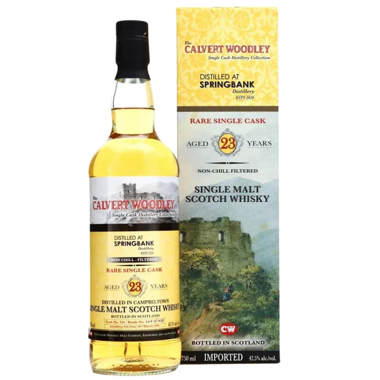 1996 CW Calvert Woodley 23 Year Old Springbank Rare Single Cask Single Malt Scotch Whisky - Whiskey