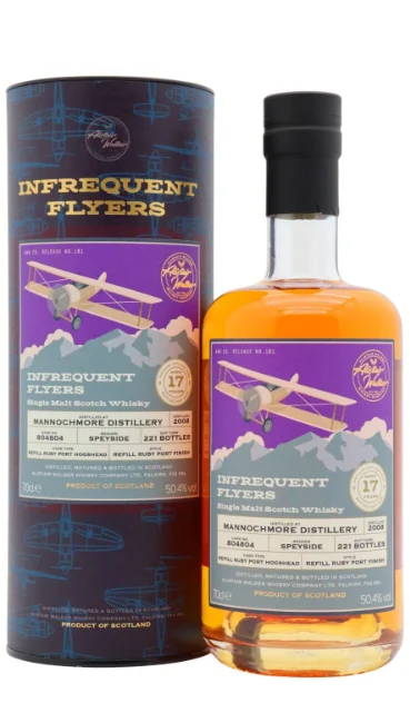Mannochmore Infrequent Flyers Single Ruby Port Cask #804804 17 Year Old · 2008 Vintage Single Malt Scotch Whisky | 700ML - Whiskey