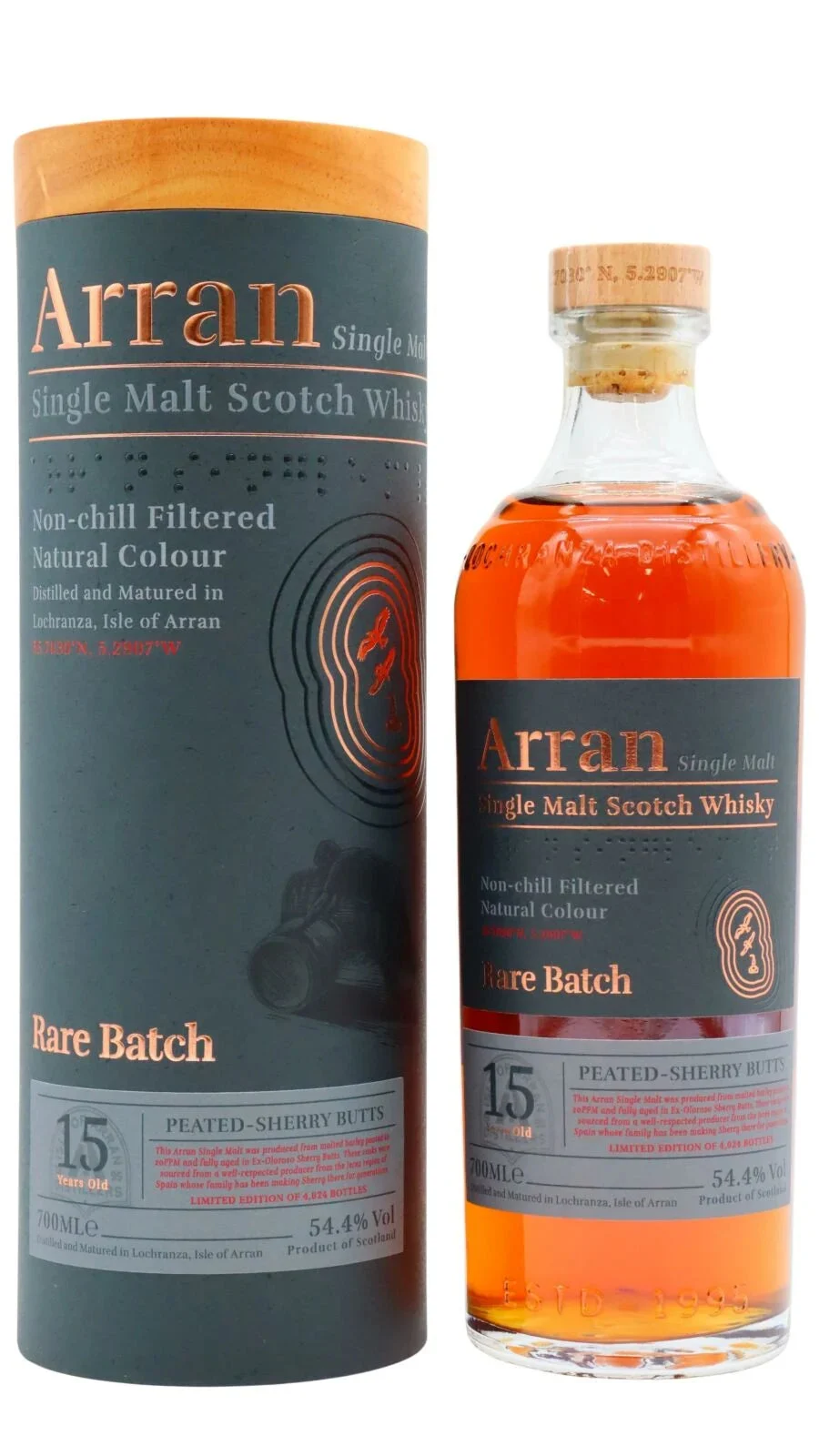 Arran Rare Batch Peated Oloroso Sherry Butts Whisky 15 Year Old Single Malt Scotch Whisky | 700ML - Whiskey
