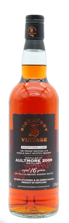 Aultmore Signatory Vintage 100 Proof Exceptional Cask Batch #14 16 Year Old · 2009 Vintage Single Malt Scotch Whisky | 700ML - Whiskey