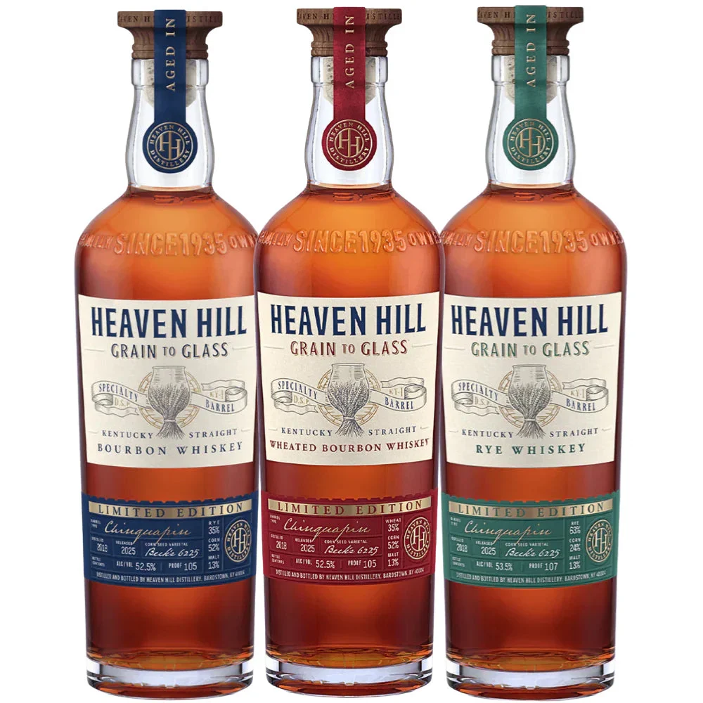 Heaven Hill Grain to Glass Chinquapin Barrel Trifecta | 2025 Limited Edition | (3) Bottle Bundle - Whiskey