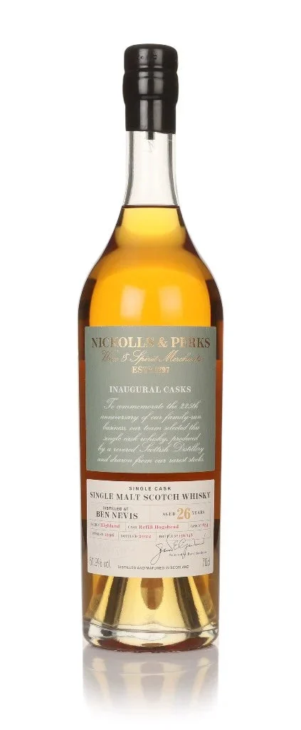 Ben Nevis 26 Year Old 1996 Cask #854 Inaugural Casks (Nickolls & Perks) Single Malt Scotch Whisky | 700ML - Whiskey