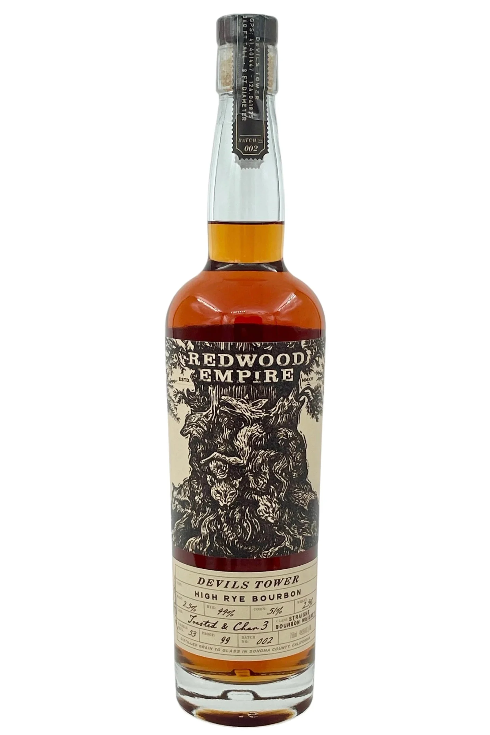 Redwood Empire Devils Tower High Rye Batch #2 Bourbon Whiskey