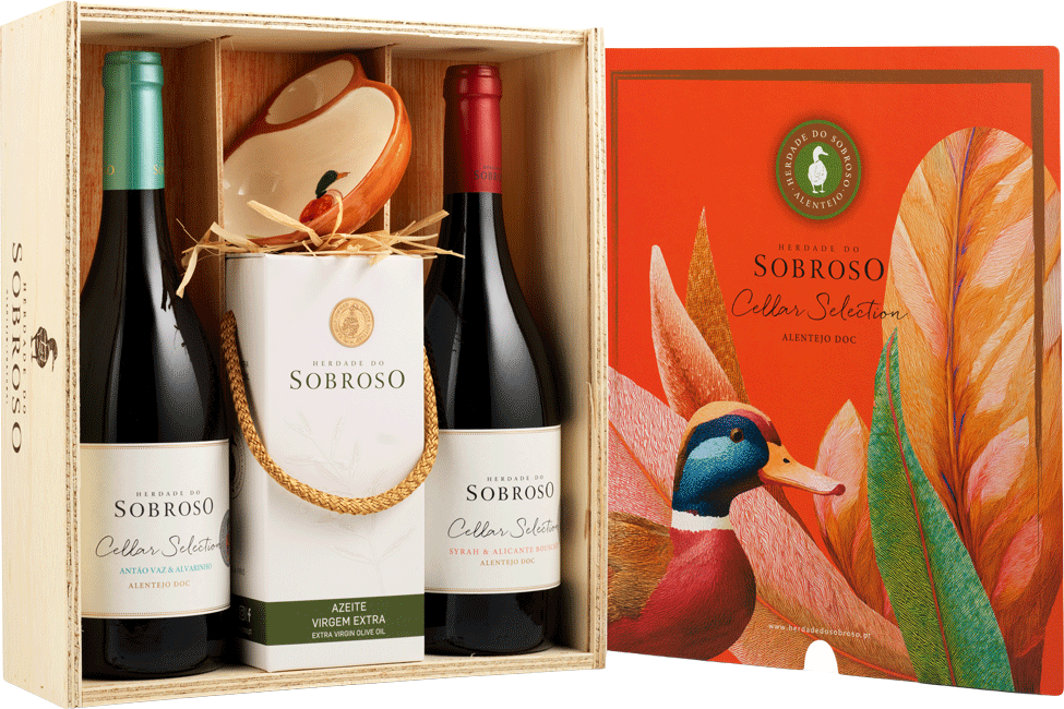 Conjunto Herdade Sobroso Cellar Tinto/branco+ Azeite+taça - Herdade do Sobroso