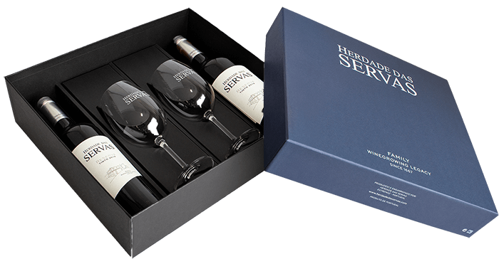 Conjunto Servas Reserva Tinto (2 Botellas Y 2 Copas) 2016 - Herdade das Servas
