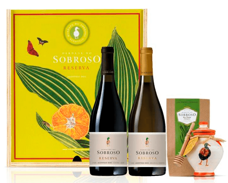 Conjunto Herdade Sobroso 2 Bottiglie + Miele + Tè (scatola regalo) - WineVins