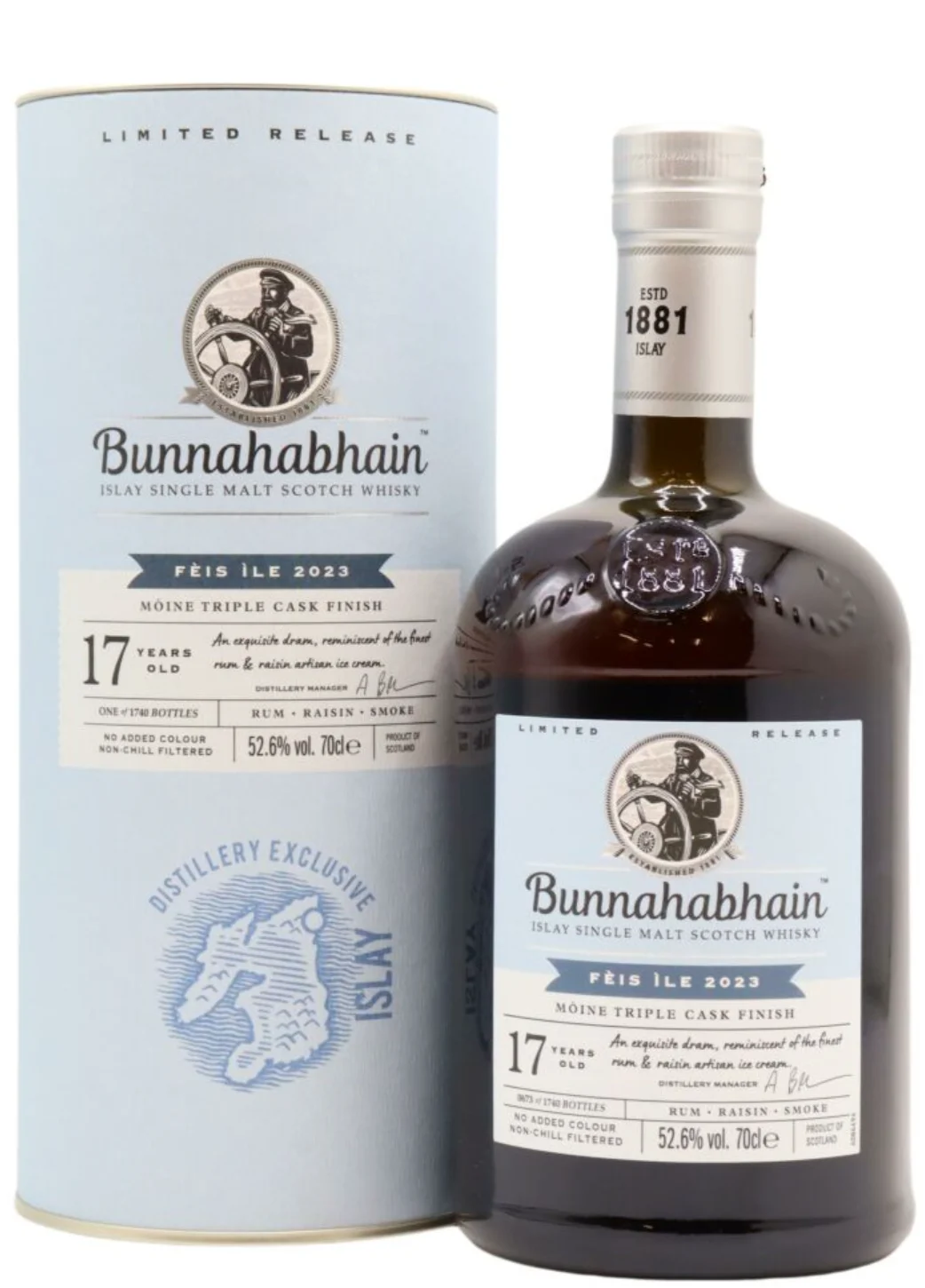 Bunnahabhain Feis Ile 2023 Moine Triple Cask Finish 17 Year Old Islay Single Malt Scotch Whisky | 700ML - Whiskey