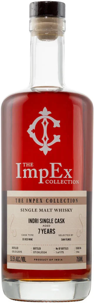 The ImpEx Collection Indri Single Cask 7 Year Old Single Malt Whisky - Whiskey
