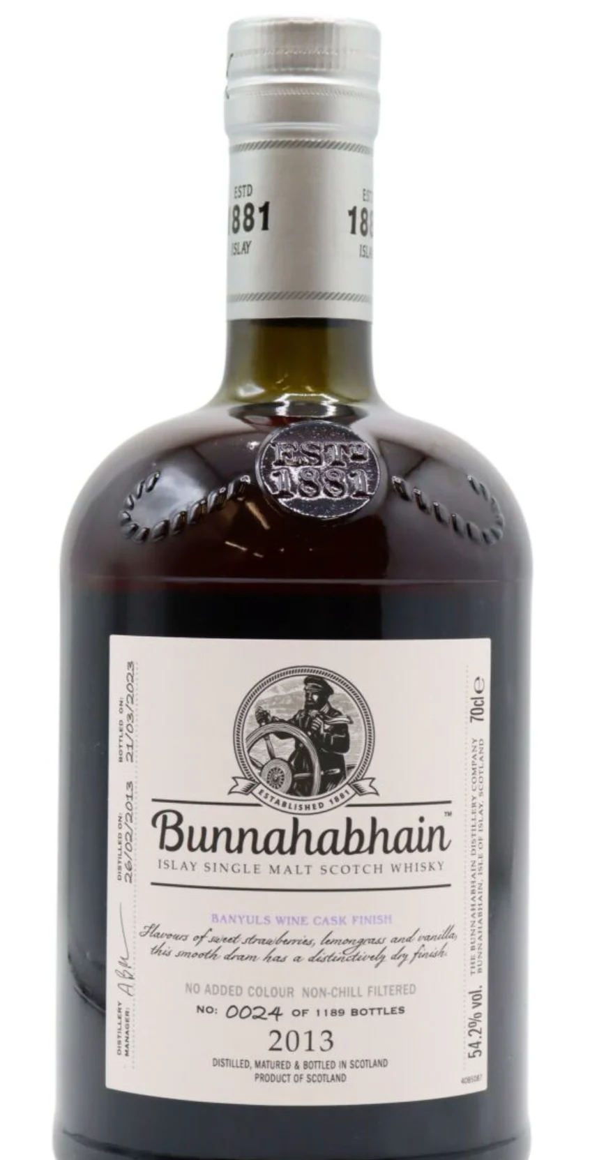 Bunnahabhain Banyuls Wine Cask Finish 2013 10 Year Old Islay Single Malt Scotch Whisky | 700ML - Whiskey