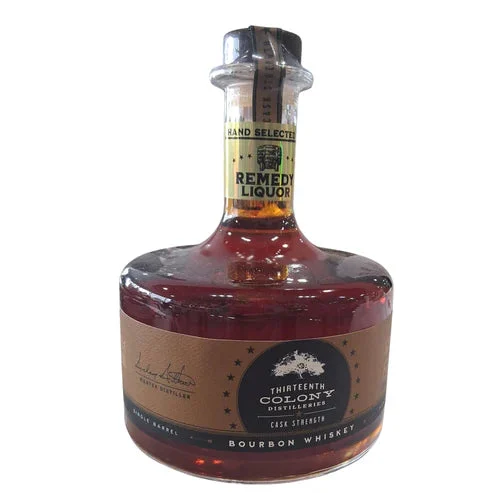 Thirteenth Colony Cask Strength Remedy Single Barrel Series Indiana 7 Year Old Bourbon Whiskey