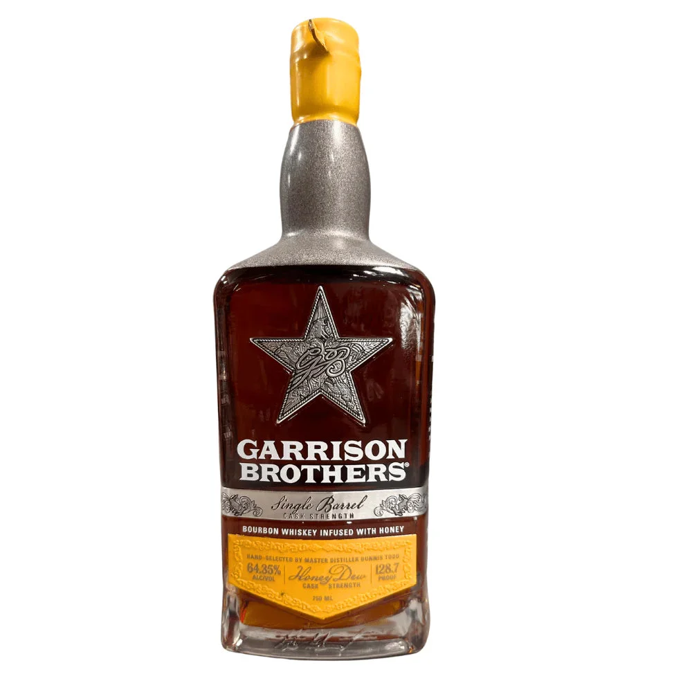 Garrison Brothers Honeydew Cask Strength 128.7 Proof Barrel HD105 Bourbon Whiskey Infused With Honey