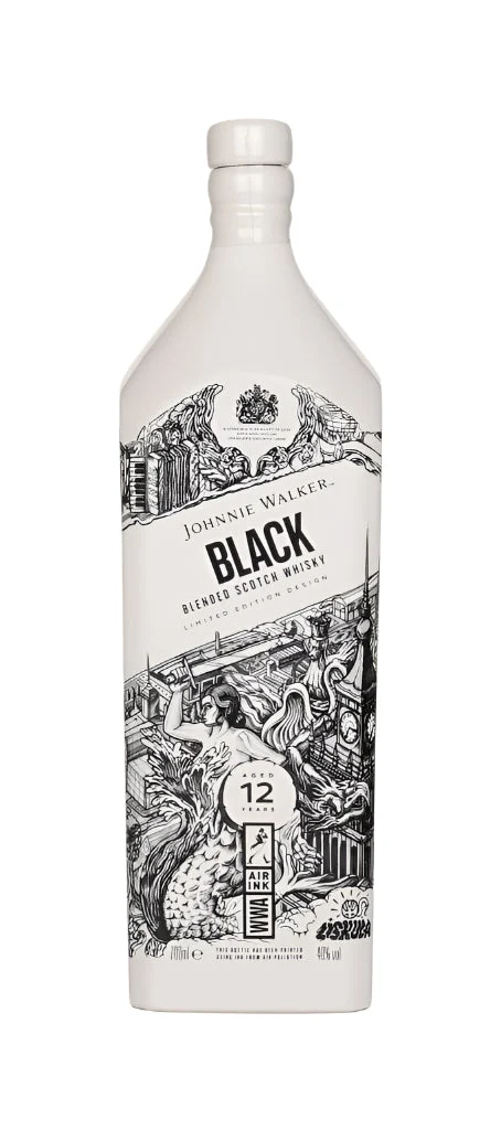 Johnnie Walker Black Label 12 Year Old - Air Ink WWA Edition Blended Scotch Whisky | 700ML