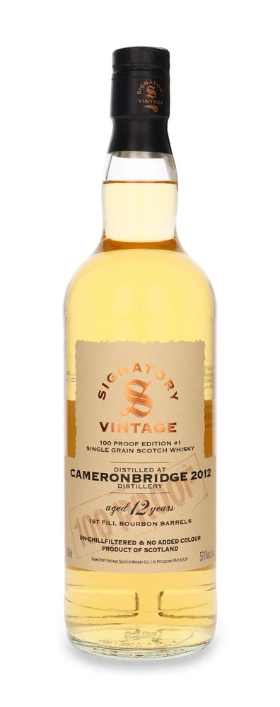 Cameronbridge 12 Year Old 100 PROOF Edition #1 Signatory Vintage Single Grain Scotch Whisky | 700ML - Whiskey