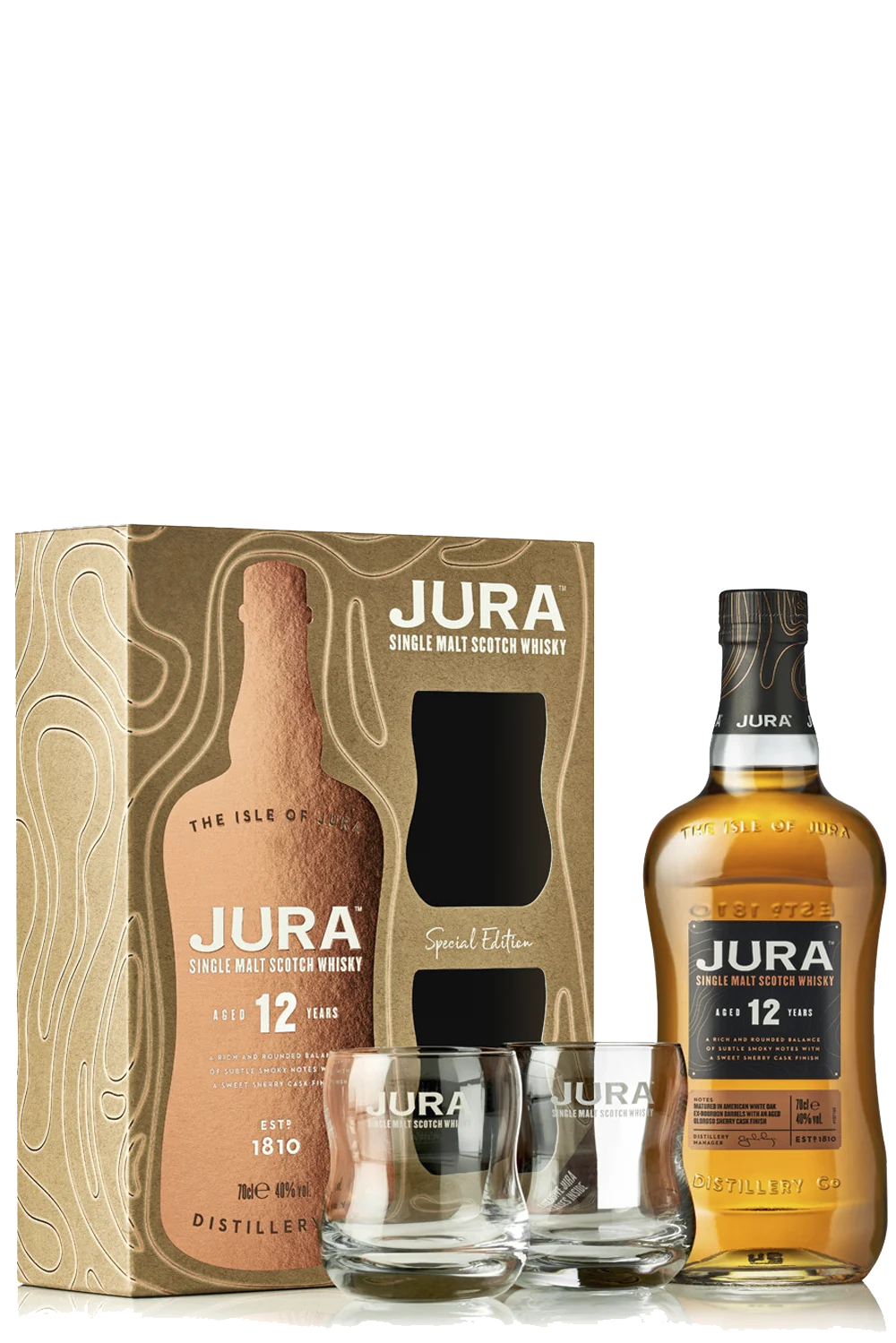 Isle of Jura 12 Anos + 2 Copos - Isle of Jura Distillery