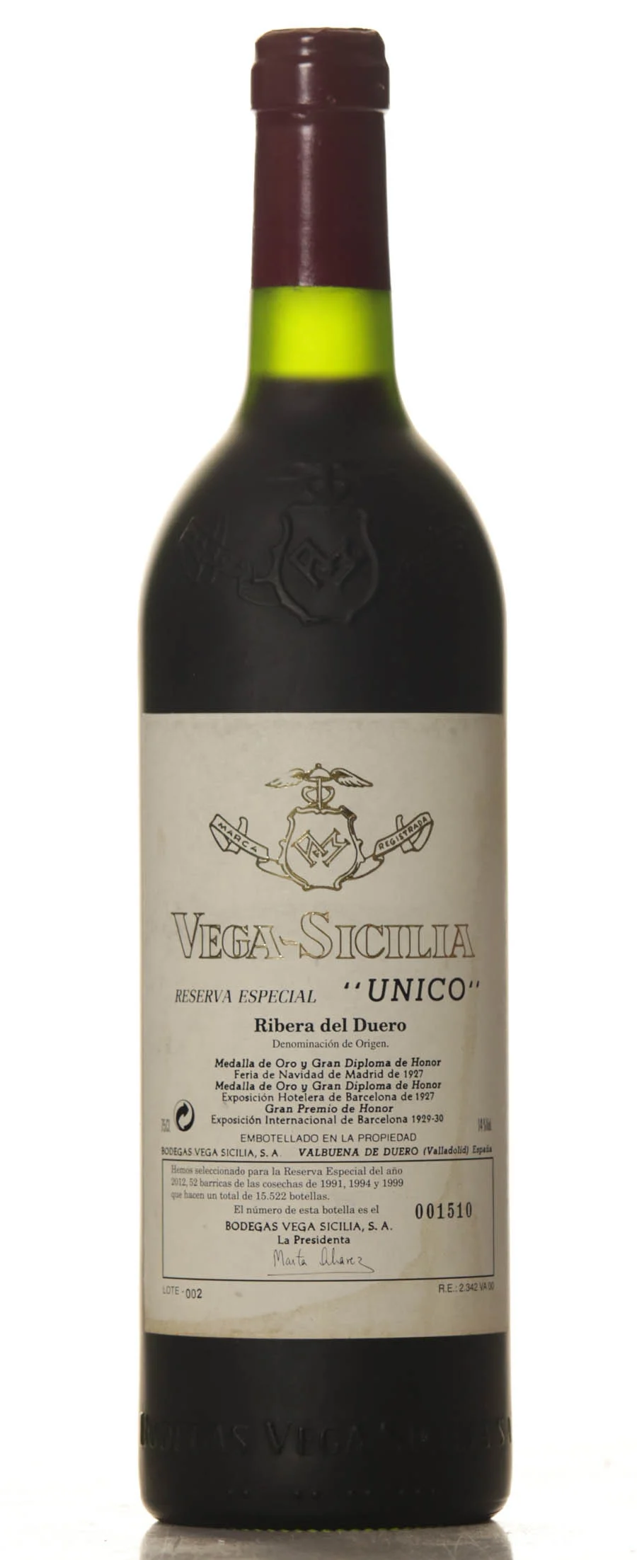 Vega Sicilia Unico Reserva Especial release 2012 (1991/1994/1999)