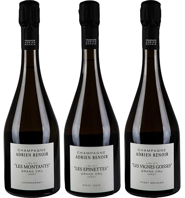 Champagne Adrien Renoir - Coffret bois 3 lieux dits 2018 - Champagne Grand Cru