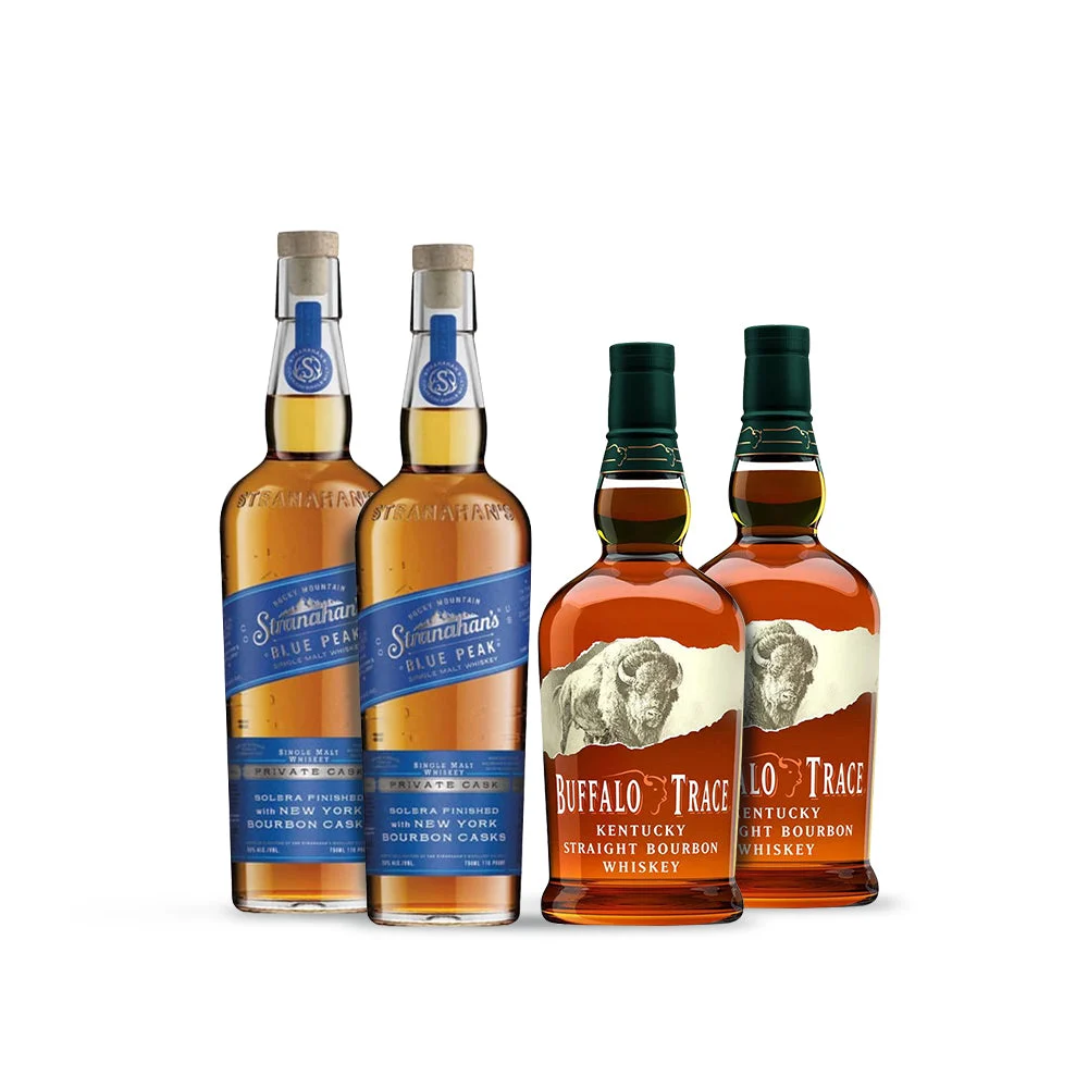 Stranahan's Blue Peak PRIVATE CASK | Limited Edition 2025 | The Naughty Proof | (4) Bottle Buffalo Trace Bundle - Whiskey